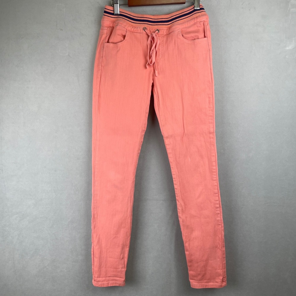 Splendid Coral Pink Cotton Stretch Y2K Jogger Pants S/P Striped Elastic USA Rare